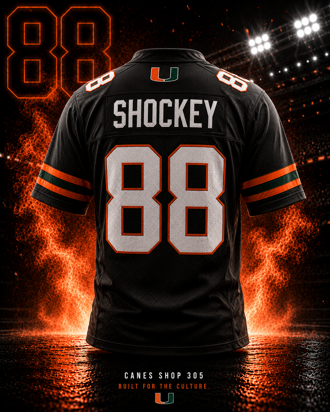 Jeremy Shockey #88 Miami Hurricanes Throwback Jersey back view