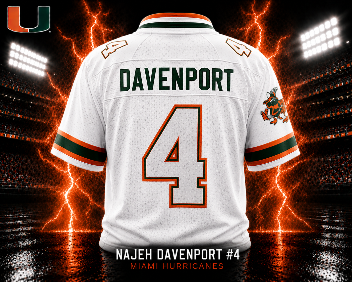 Najeh Davenport #4 Miami Hurricanes Throwback Jersey product image