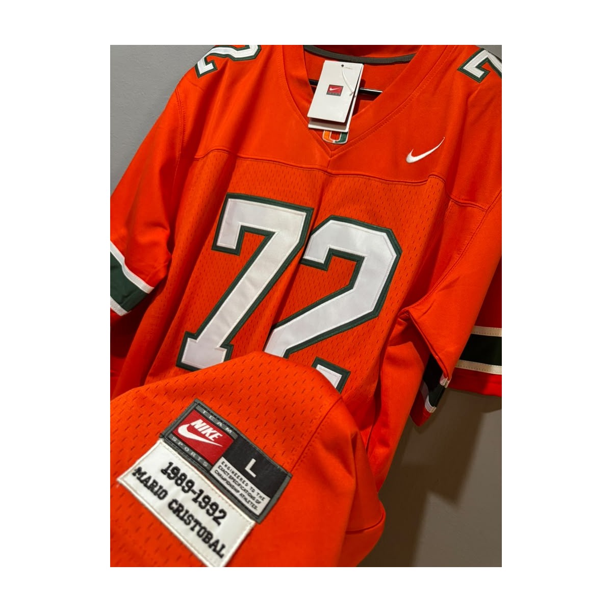 Mario Cristobal #72 Miami Hurricanes Throwback Jersey