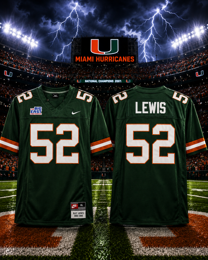 Ray Lewis #52 Miami Hurricanes Throwback Jersey