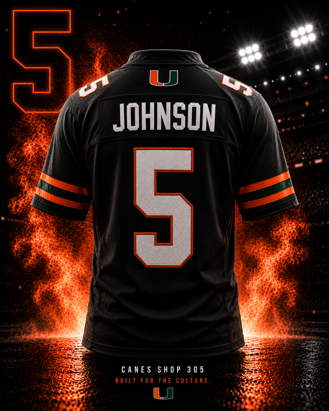 Andre Johnson #5 Miami Hurricanes Throwback Jersey back view