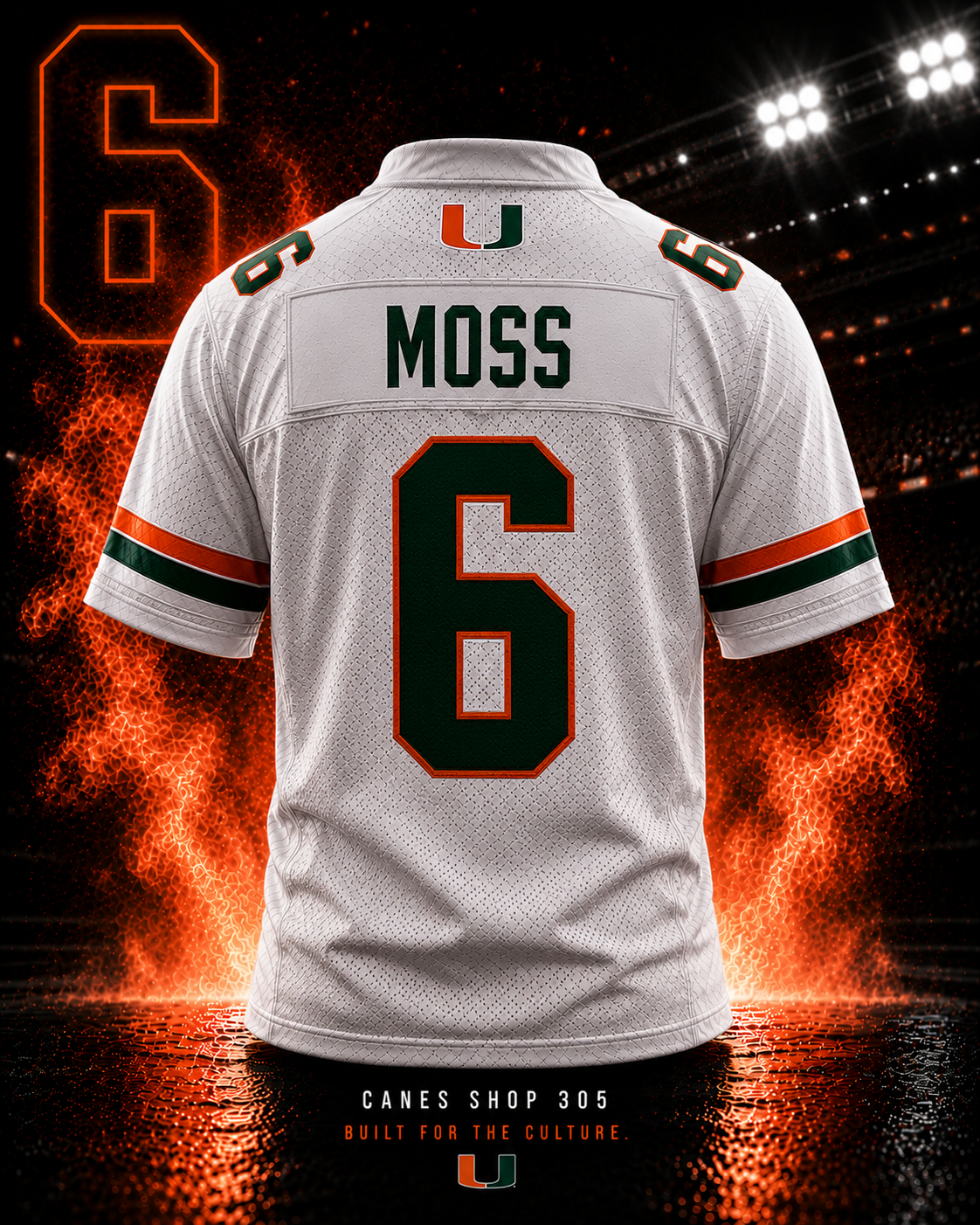 Santana Moss #6 Miami Hurricanes Throwback Jersey back view