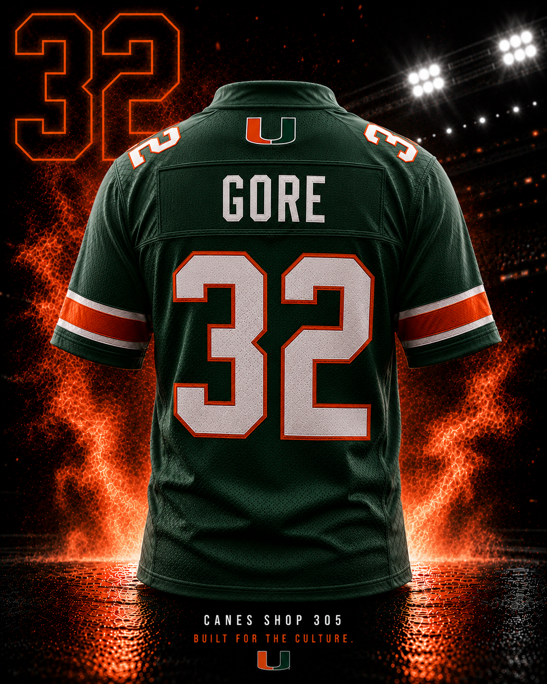 Frank Gore #32 Miami Hurricanes Throwback Jersey back view
