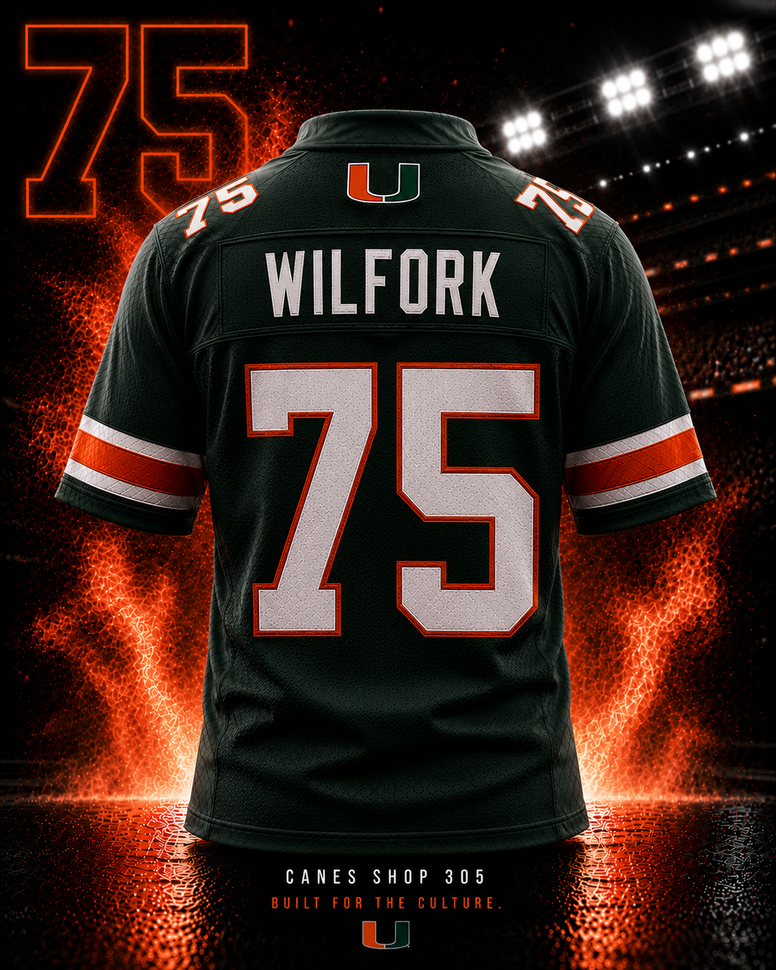 Vince Wilfork #75 Miami Hurricanes Throwback Jersey back view
