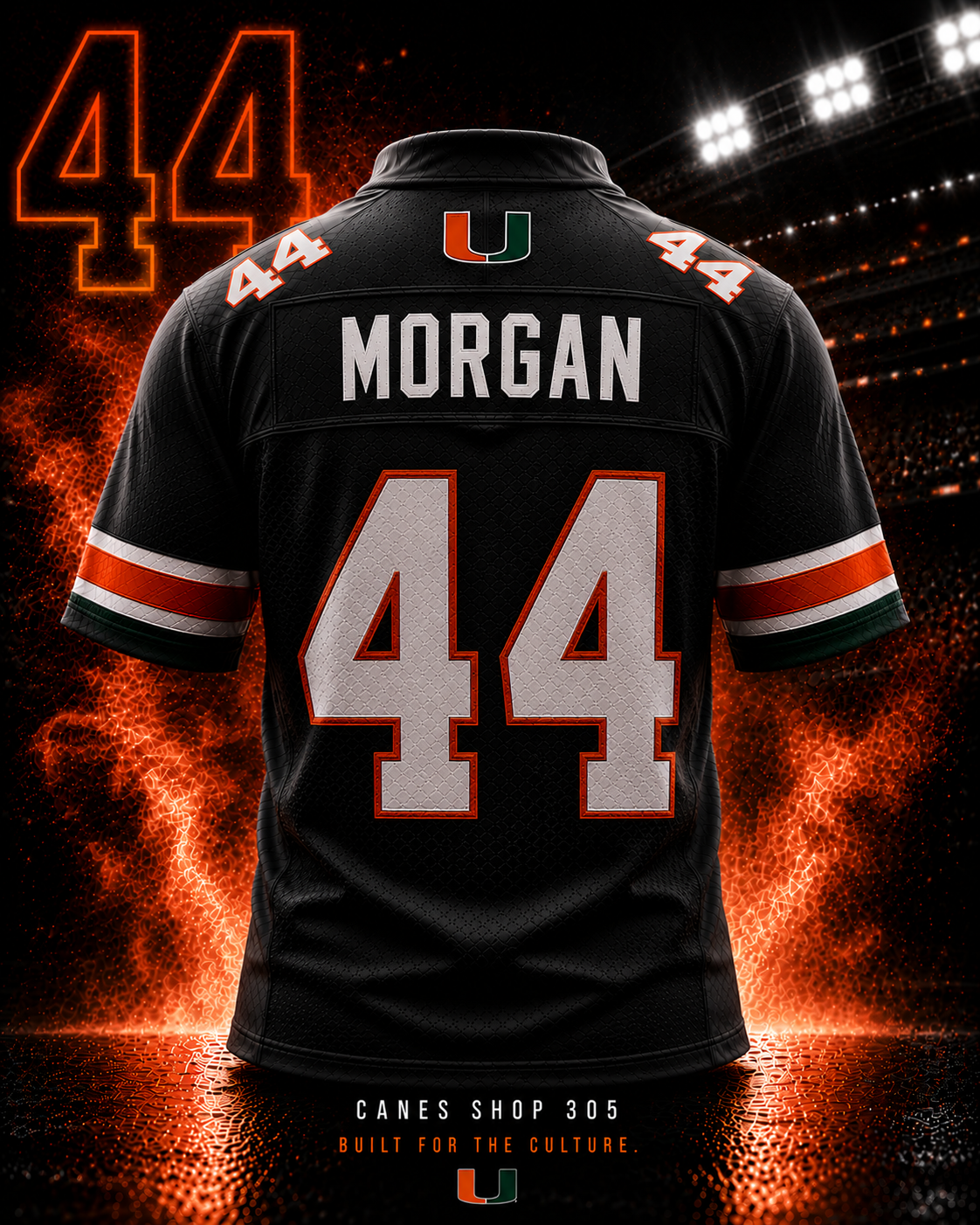 Dan Morgan #44 Miami Hurricanes Throwback Jersey back view