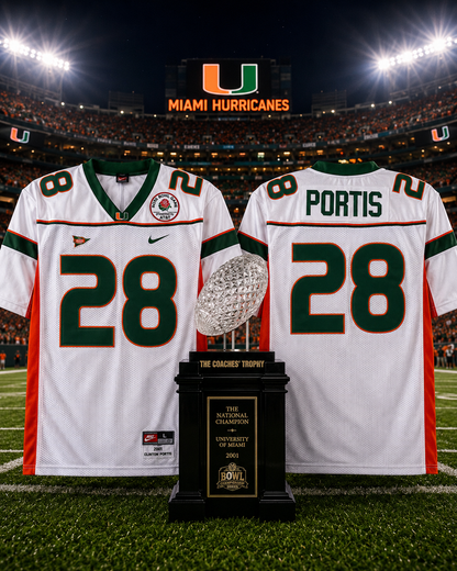 Clinton Portis #28 Miami Hurricanes Throwback Rose Bowl Jersey