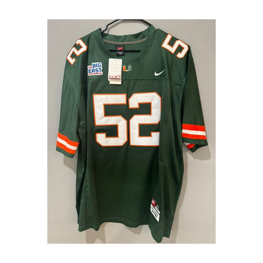 Ray Lewis #52 Miami Hurricanes Throwback Jersey